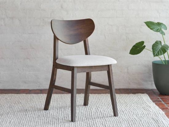 Soho Hardwood Dining Chair | Rustic Walnut | Beige Fabric