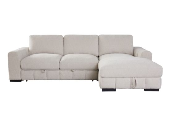 Sonna Beige Sofa with Pull-out Trundle and Storage | Right Chaise