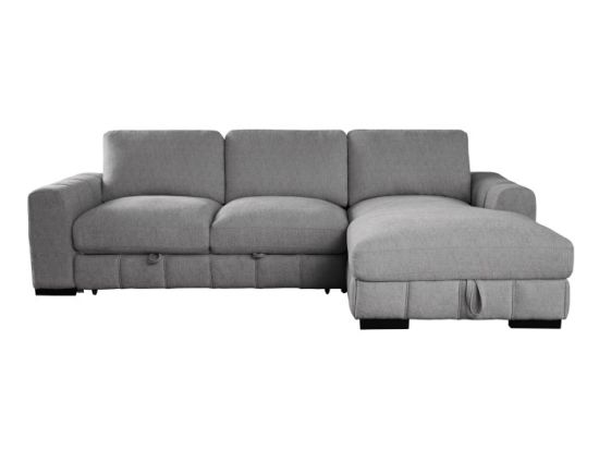 Sonna Grey Sofa with Pull-out Trundle and Storage | Right Chaise