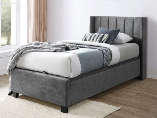 Webster Gas Lift Storage King Single Bed | Grey Fabric