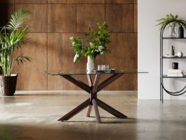 Room with Modern Dining Furniture containing Bella Rectangle Glass Top Dining Table with Dark Hardwood Frame