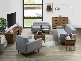 Room with modern living room furniture containing Bella 1 + 2 + 3 Seater Sofa Set or Couch Set in Grey Fabric