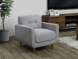 Room with modern living room furniture containing Bella Sofa, Armchair or Occasional Chair in Grey Fabric