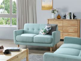Room with modern living room furniture containing Bella Two Seater Sofas or Couch in Aquamarine Fabric