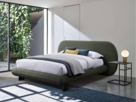 Berlyn Queen Bed | Olive Green Fabric in a modern bedroom