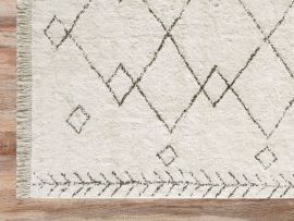Close up of Bjorn Aztec Pattern Rug in modern living room