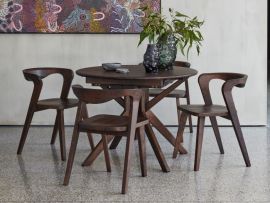 modern dining room containing Casa 5PCE Extendable Hardwood Dining Set | Arabica Walnut made from sustainable hardwood
