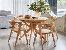 modern home dining room containing Casa 5PCE Extendable Dining Set | Natural Hardwood made from sustainable hardwood