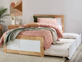 Room with Modern Bedroom Furniture containing Coco Natural & White king single bed frame with trundle