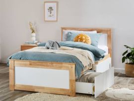 Room with Modern Bedroom Furniture containing Coco Natural & White single bed frame with storage