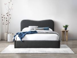 Photo of Cove Boucle Queen Bed | Black Boucle Fabric in a modern bedroom