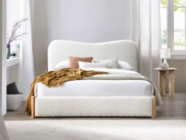 Photo of Cove Boucle Queen Bed | Ivory Boucle Fabric in a modern bedroom