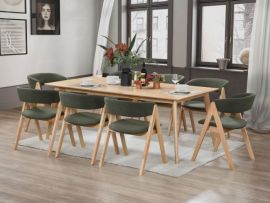full photo of gaudi 9pce dining set natural and green fabric