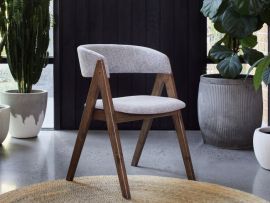 Photo of modern hardwood Gaudi dining chair in rustic walnut and grey