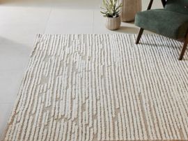 Close up picture of Jax Wool Pattern Rug in Beige in a modern living room