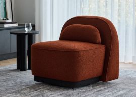 Lunar Boucle Occasional Chair | Burnt Orange Fabric in a Modern living room