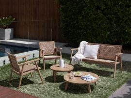 Manado 5PCE Acacia & Wicker Outdoor Lounge Set