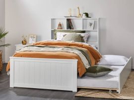 Room with Modern bedroom furniture containing Myer White King Single Bed with Trundle & Bookshelf