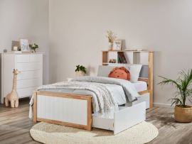 Room with Modern Toddler Bedroom Furniture containing Myer 4PCE Natural & White Single Bedroom Suite with Storage