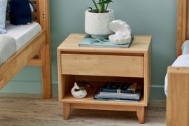 Modern bedroom with the Oslo Natural Bedside Table