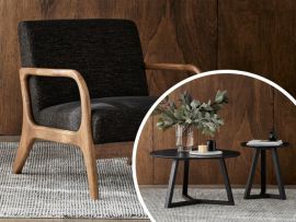 Paris 3PCE Living Furniture Package | Rustic Walnut | Black