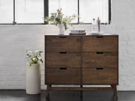 photo of Paris hardwood chest of drawers in rustic walnut
