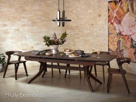 modern home dining room containing Villa Extendable Dining Table | Rectangle | Arabica Walnut made from sustainable hardwood