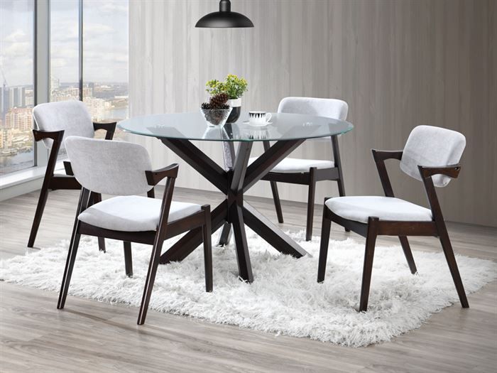 Bella Round Dining Sets Glass Top, Glass Top Dining Room Table Sets