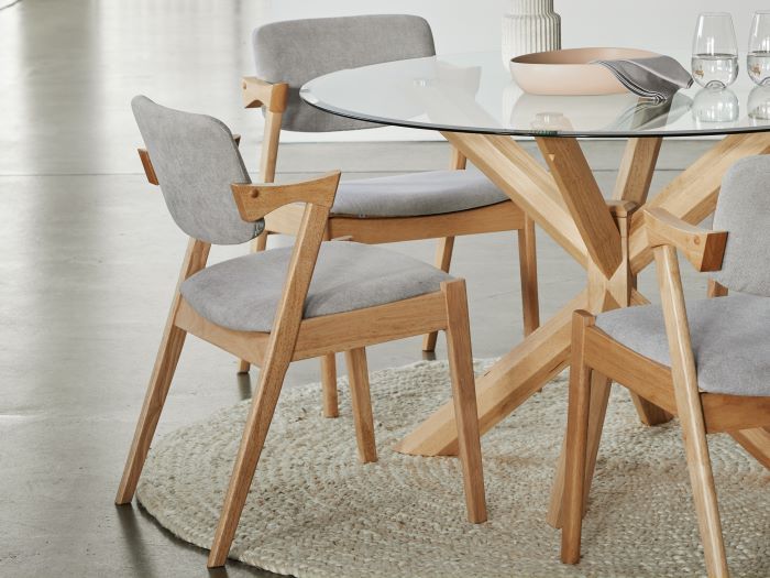 close up of Room with Modern Dining Furniture containing Bella Dining Chair with Natural hardwood frame 