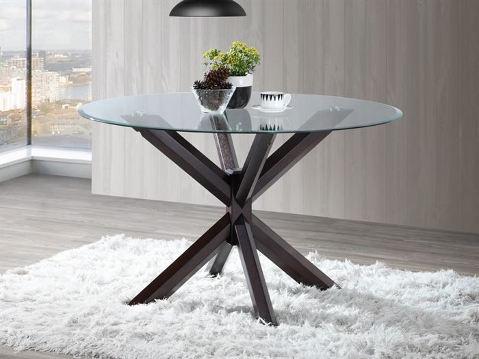 Bella Round Dining Tables Glass Top, Modern Round Glass Dining Room Tables