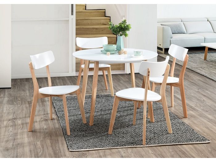Claire Round Dining Set White Top, Modern Round Dining Table And Chairs