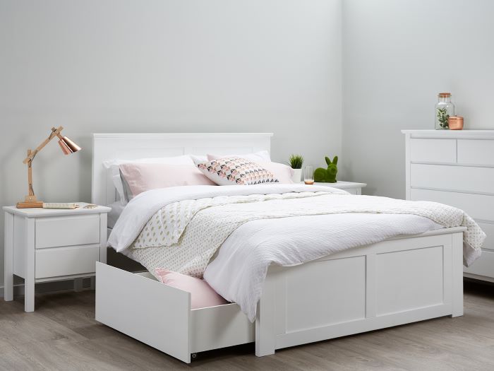 White Double Beds With Storage On, King Single Bed Frame With Drawers Underneath