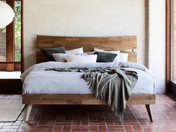 Cruz King Size Bed Frame Hardwood, Rustic Wood Bed Frame White