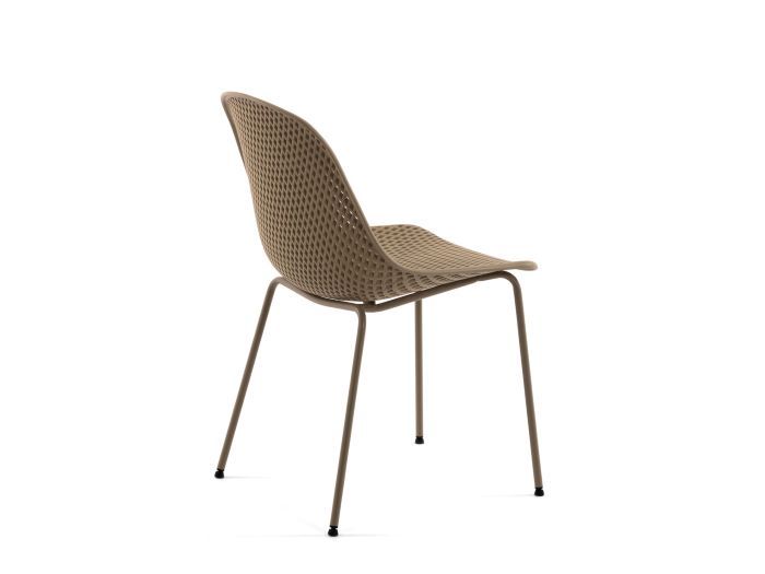 rear photo of the Darby outdoor dining chair in Taupe with bucket seat