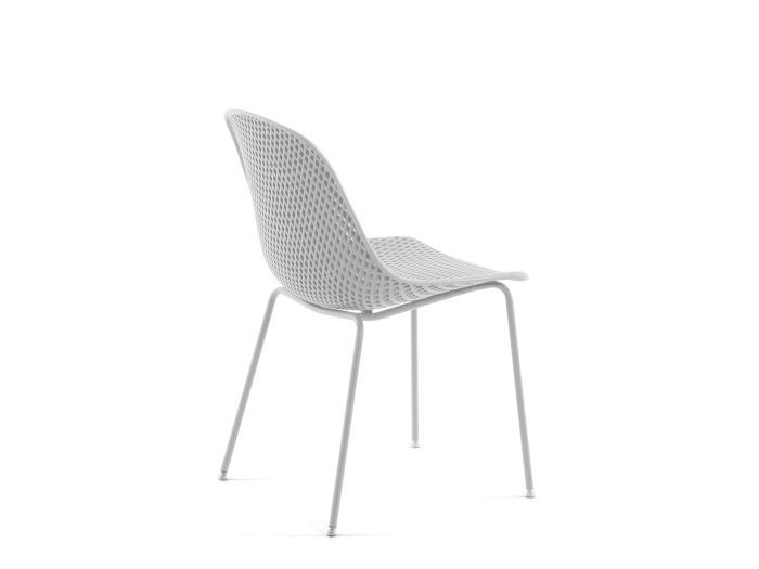 rear photo of the Darby outdoor dining chair in White with bucket seat