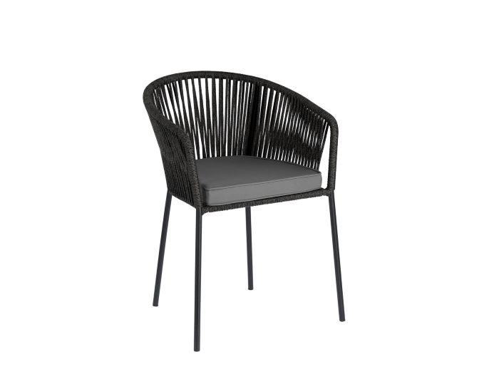 front photo of Edith outdoor dining chair in black