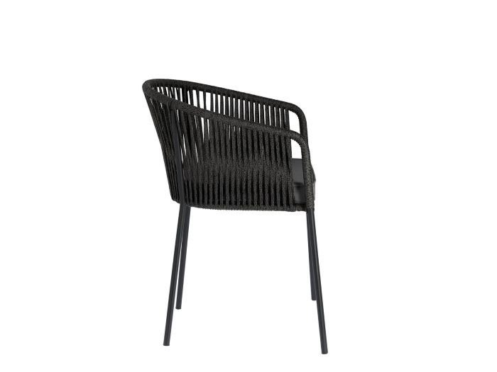 side photo of Edith outdoor dining chair in black