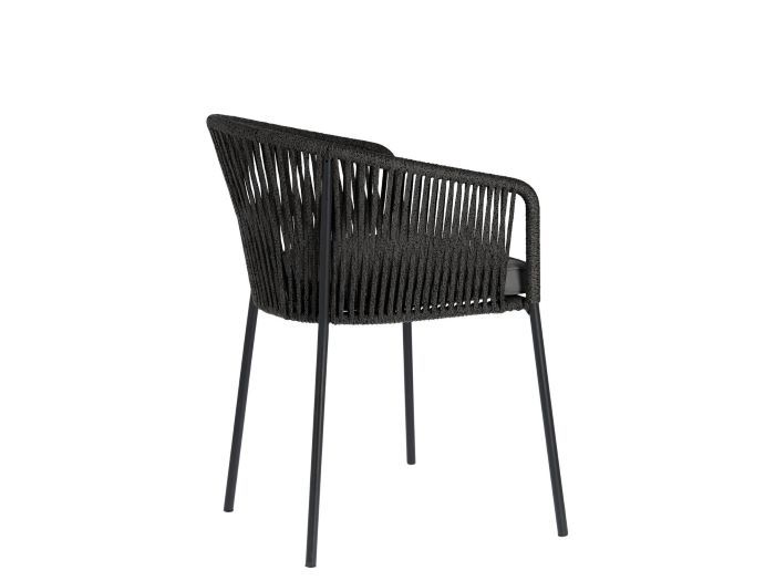 rear photo of Edith outdoor dining chair in black