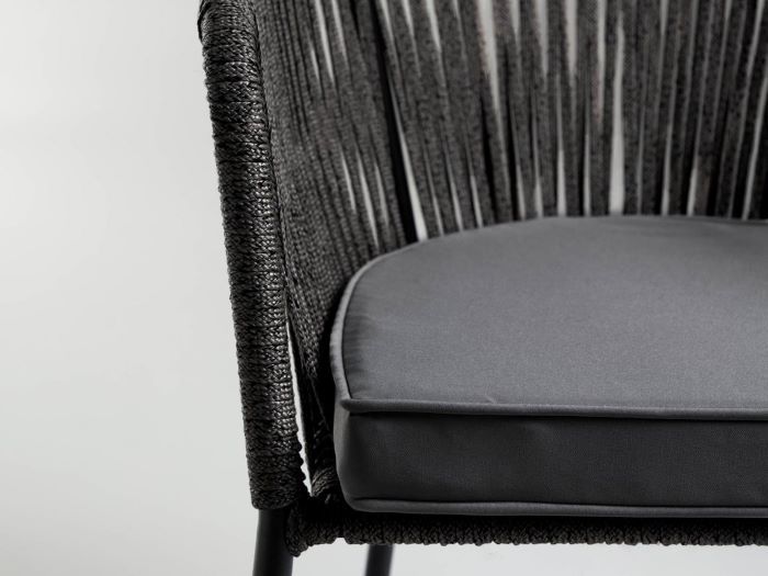 close up photo of Edith outdoor dining chair in black