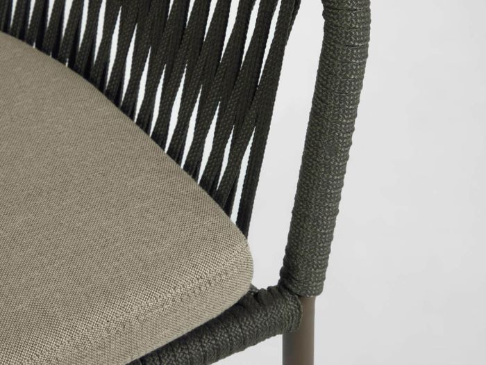 close up photo of Edith outdoor dining chair in green