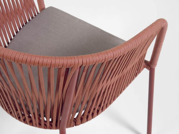 detailed photo of Edith outdoor dining chair in terracotta