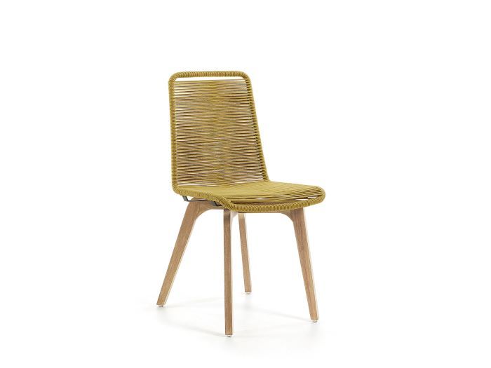 front photo of Emir hardwood outdoor dining chair in mustard