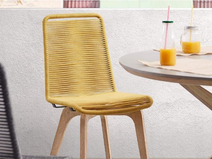 photo of Emir hardwood outdoor dining chair in mustard