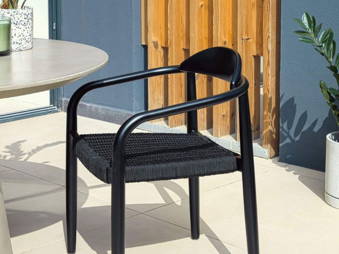 photo of Ezra outdoor dining chair in black with black rope