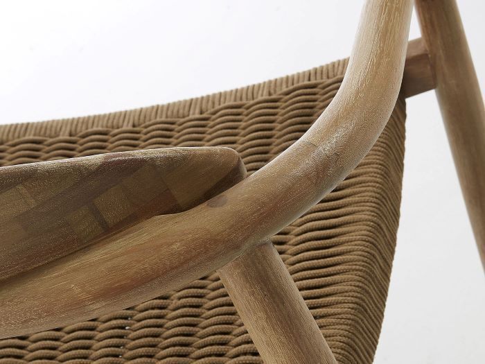 close up photo of Ezra outdoor dining chair in natural with beige rope