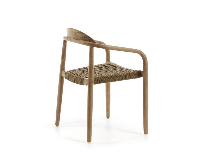 rear photo of Ezra outdoor dining chair in natural with beige rope