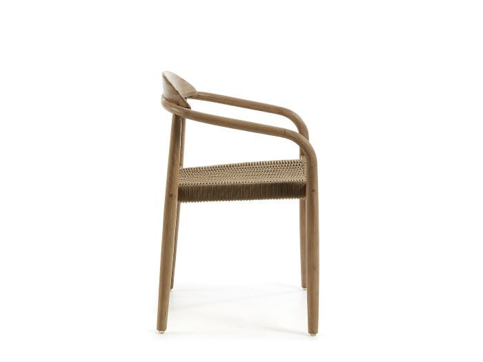 side photo of Ezra outdoor dining chair in natural with beige rope