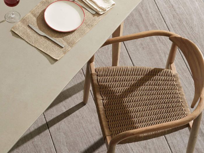 photo of Ezra outdoor dining chair in natural with beige rope