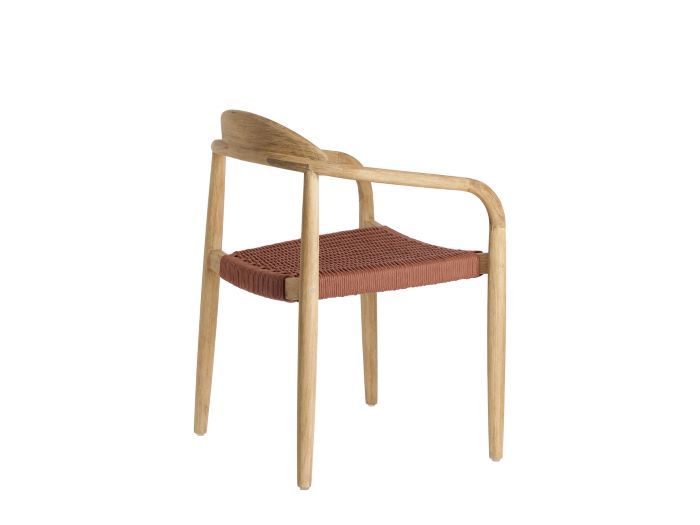 rear photo of Ezra outdoor dining chair in natural with terracotta rope