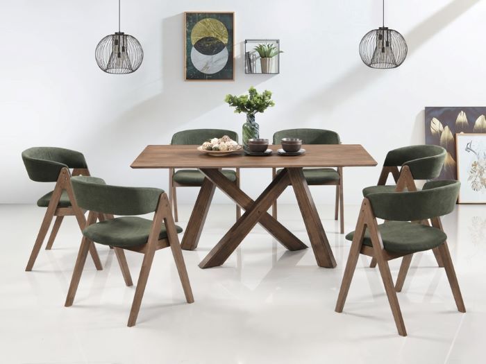 Gaudi Dining Chairs Green Fabric On Sale Now